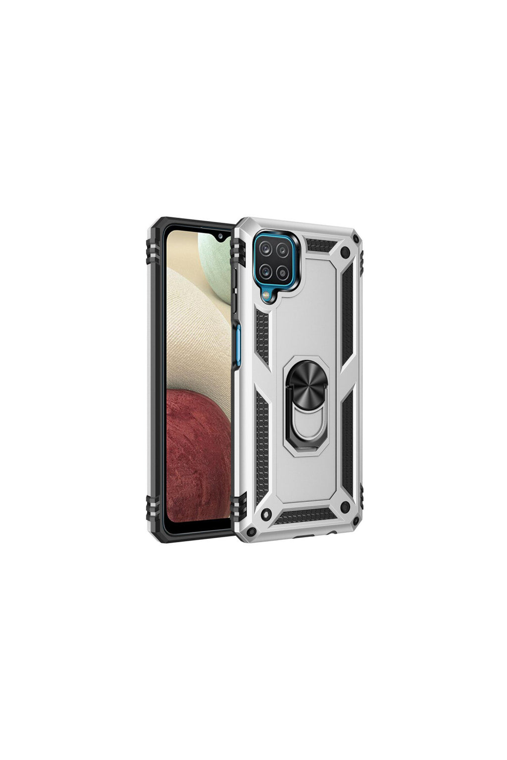 Samsung Galaxy A22 Uyumlu Kılıf Sofya Yüzüklü Silikon Kapak - Gümüş