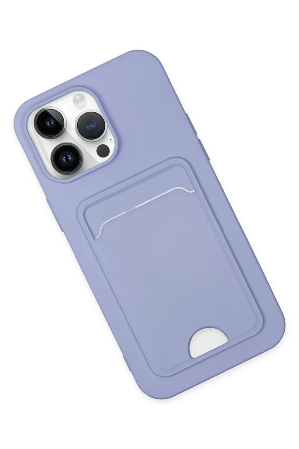 Apple iPhone 14 Pro Uyumlu Kılıf Kelvin Kartvizitli Silikon - Lila