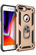 Apple iPhone 7 Plus Uyumlu Kılıf Sofya Yüzüklü Silikon Kapak - Gold