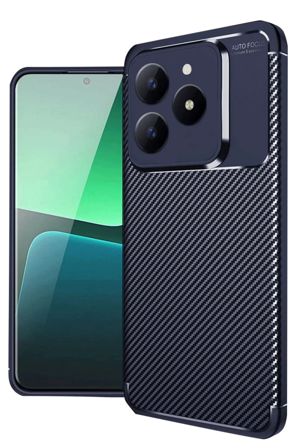 Realme C61 Uyumlu Kılıf Auto Focus Karbon Kapak - Lacivert
