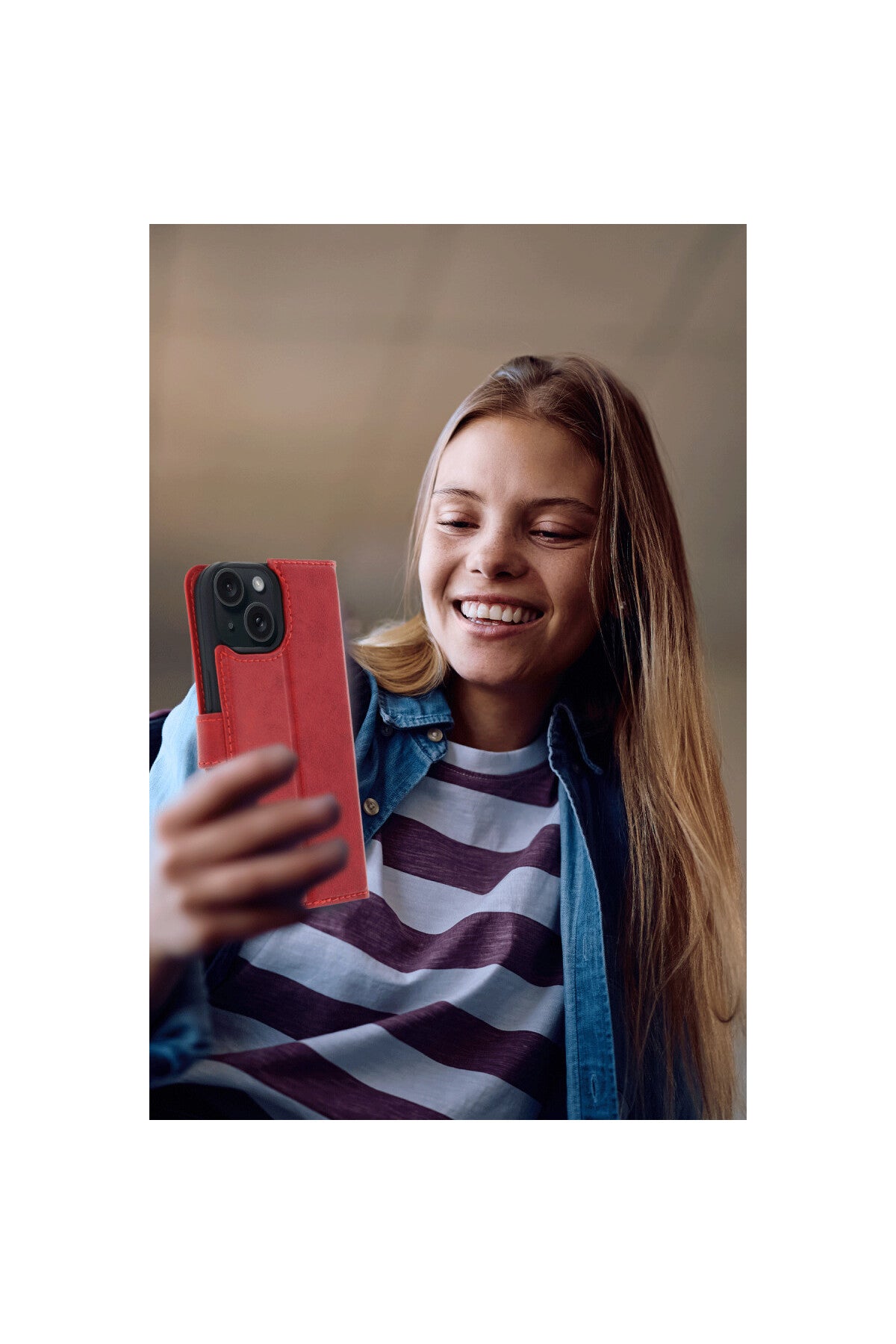 Apple iPhone 15 Uyumlu Trend S Plus Kapaklı Kılıf - Taba