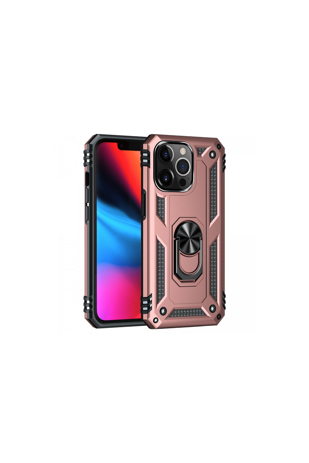 Apple iPhone 14 Pro Uyumlu Kılıf Sofya Yüzüklü Silikon Kapak - Rose