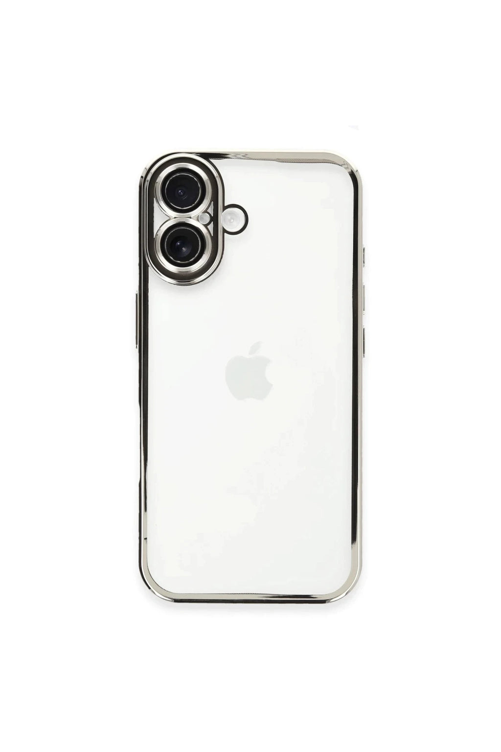 Apple iPhone 16 Uyumlu Kılıf Lensli Silikon - Gümüş