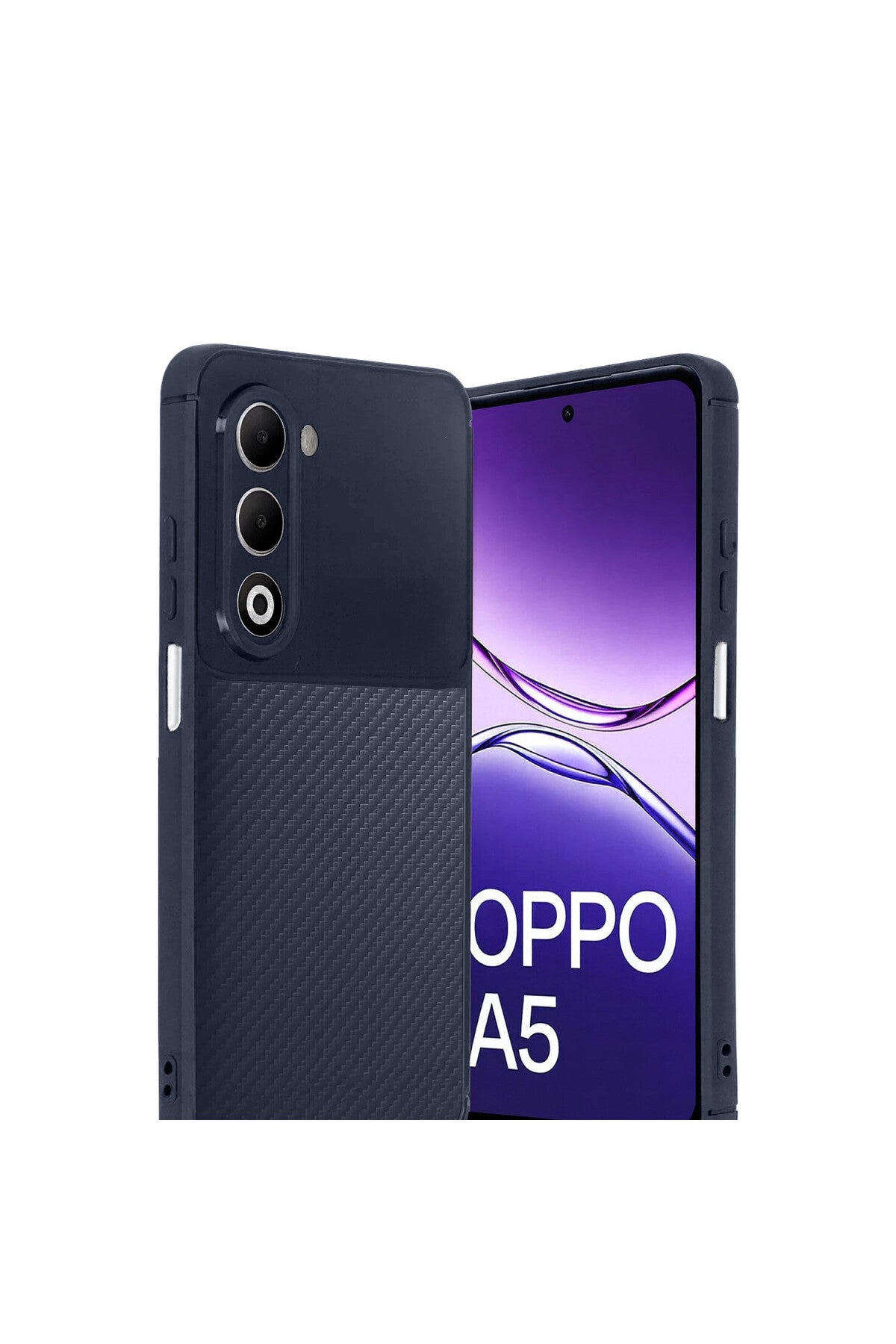 Oppo A5 4G Uyumlu Auto Focus Karbon Kapak - Lacivert