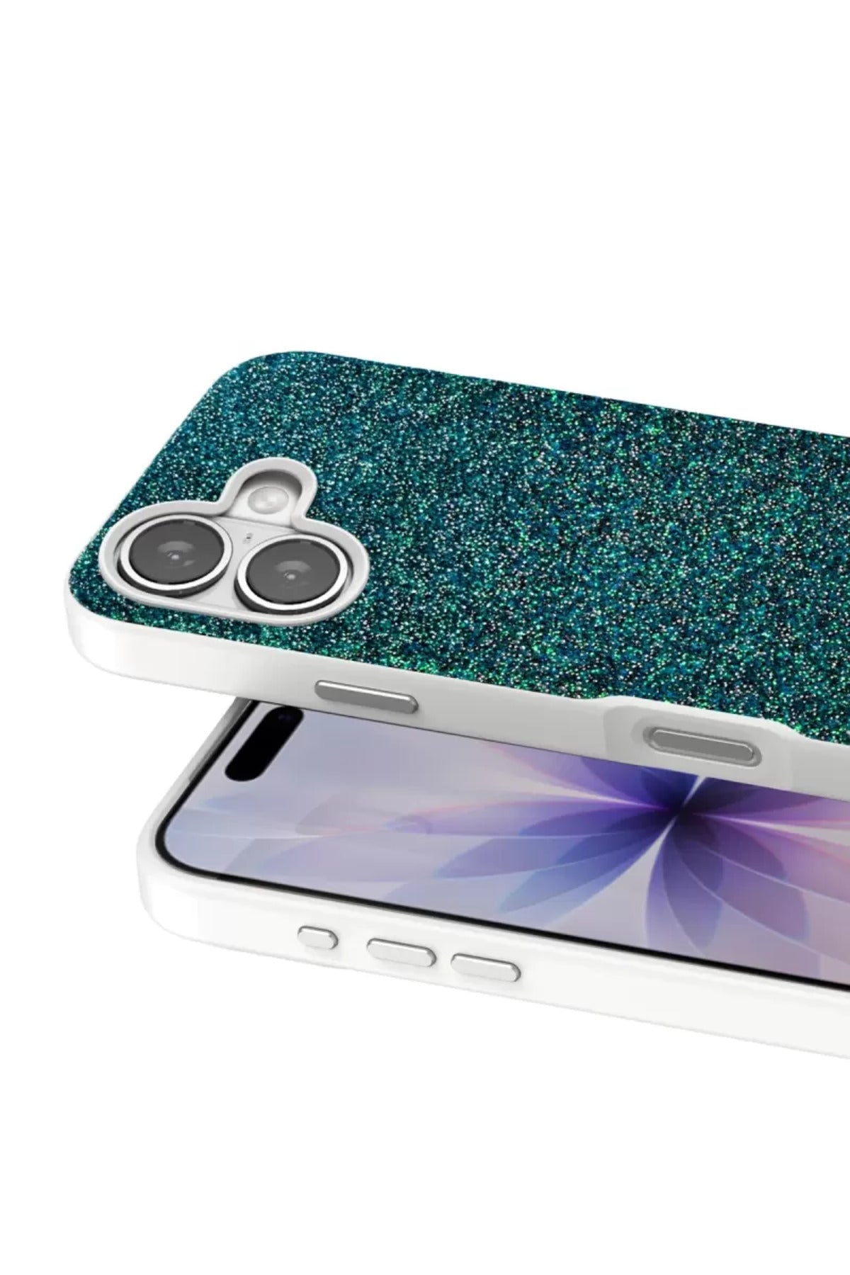 Onegif Apple iPhone 17 Uyumlu Bright Simli Kapak - Koyu Yeşil