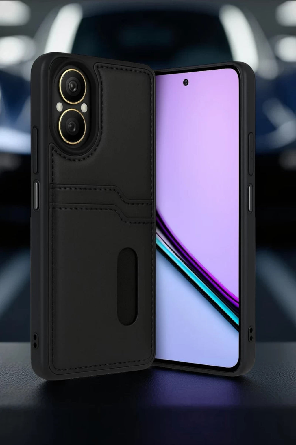 Realme 12 Lite Uyumlu Kılıf Sara Kartvizitli Deri Kılıf - Taba