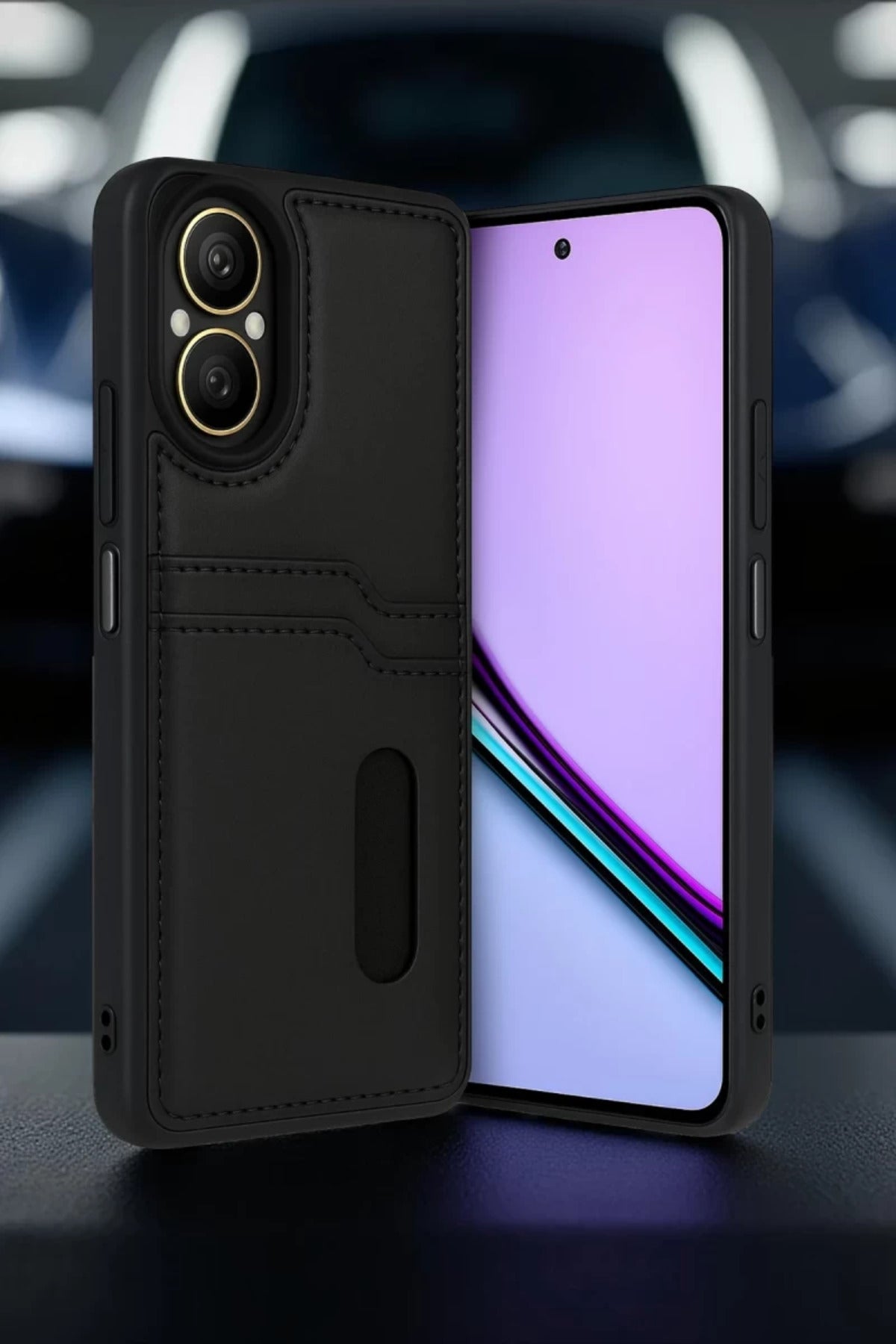 Realme 12 Lite Uyumlu Kılıf Sara Kartvizitli Deri Kılıf - Taba