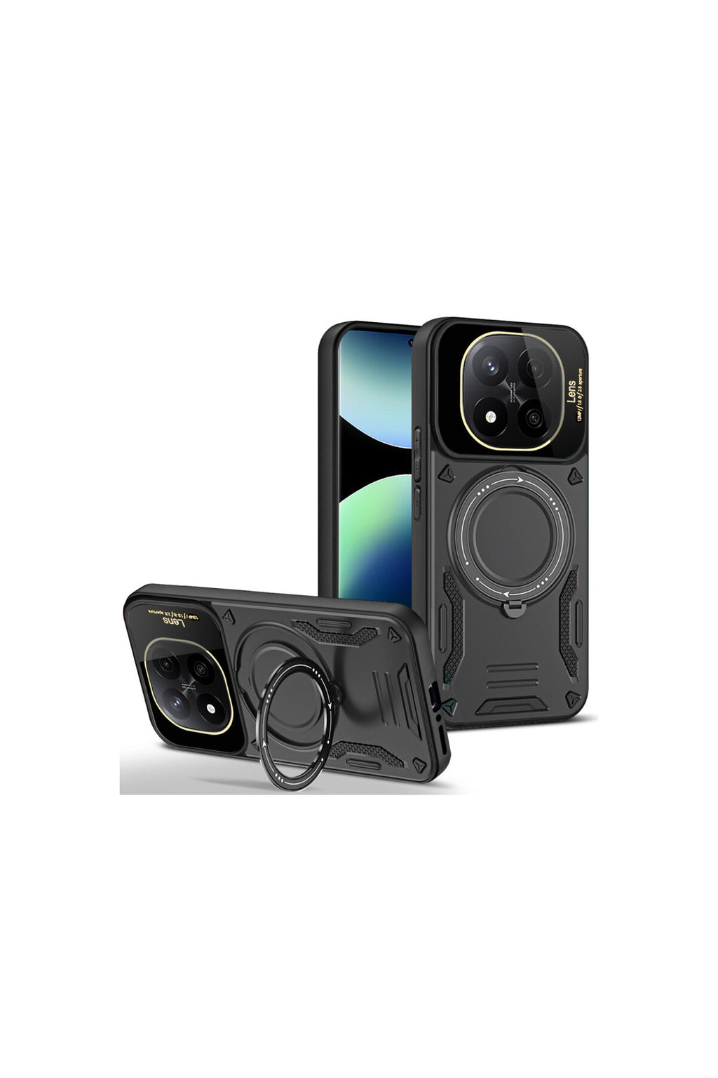 Xiaomi Redmi Note 14 Pro Plus Uyumlu Kılıf Joy Lens Standlı Kapak - Siyah
