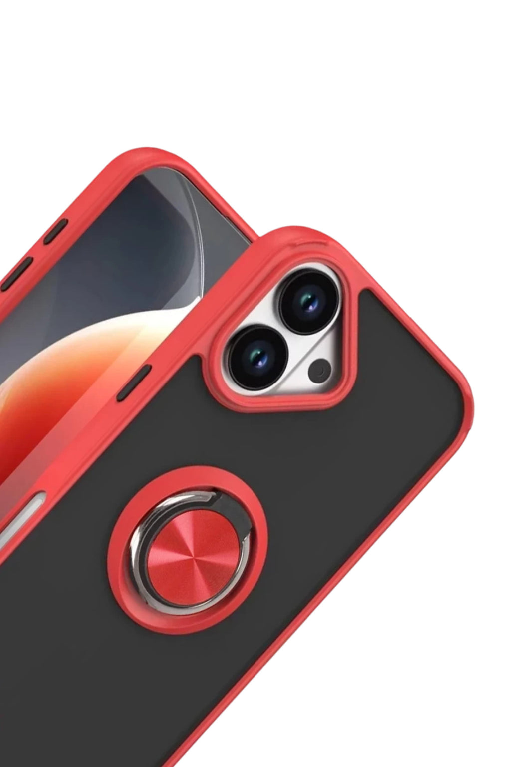 Apple iPhone 17 Uyumlu Montreal Yüzüklü Silikon Kapak - Kırmızı