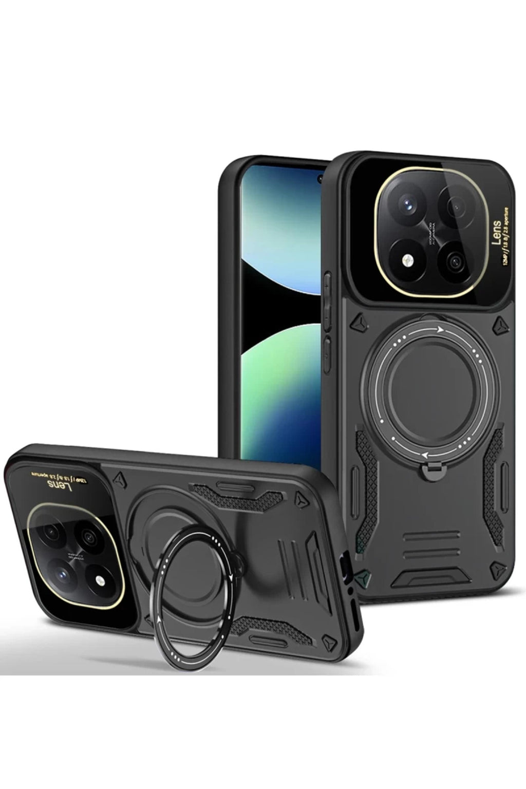 Xiaomi Redmi Note 14 Pro Plus Uyumlu Kılıf Joy Lens Standlı Kapak - Siyah