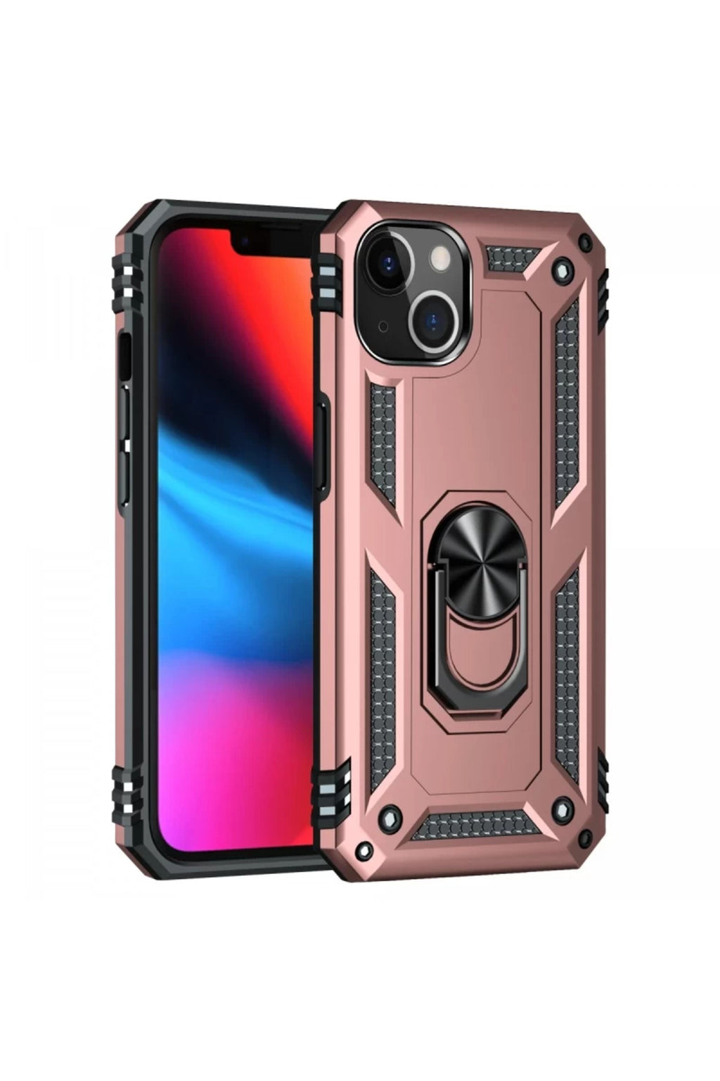Apple iPhone 14 Plus Uyumlu Kılıf Sofya Yüzüklü Silikon Kapak - Rose