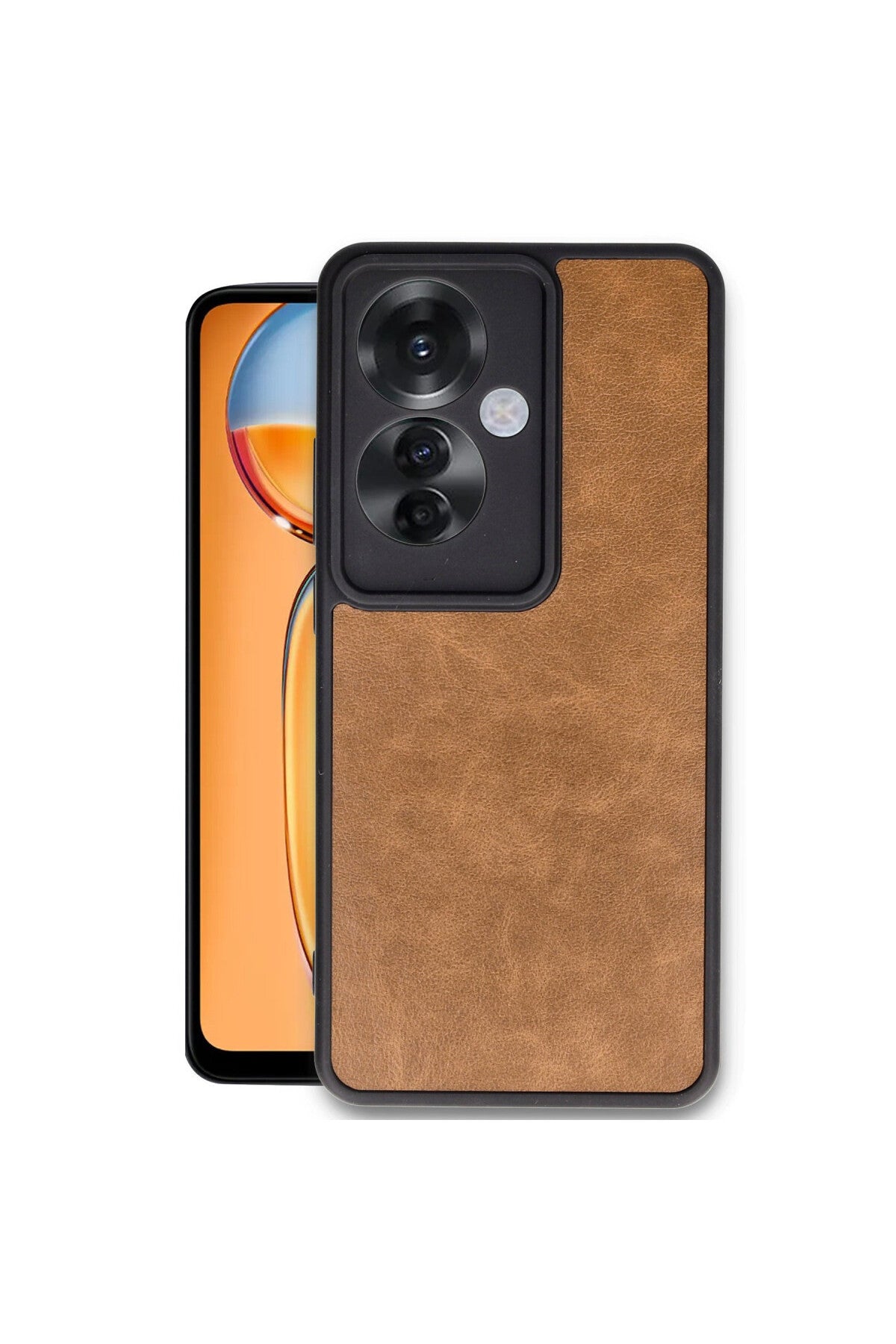 Oppo Reno 11F Uyumlu Kılıf Aras Deri Kapak - Taba