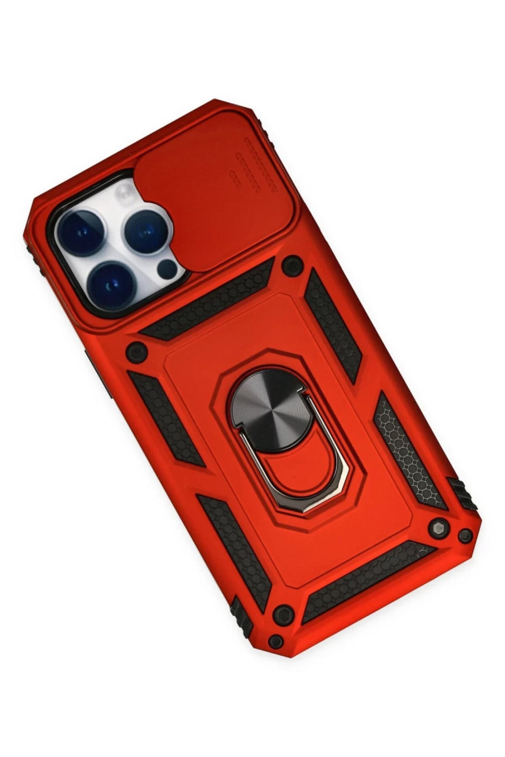 Apple iPhone 14 Pro Uyumlu Kılıf Pars Lens Yüzüklü Silikon - Kırmızı