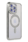 Apple iPhone 15 Pro Uyumlu Kılıf Joke Simli Magneticsafe Kılıf - Gümüş