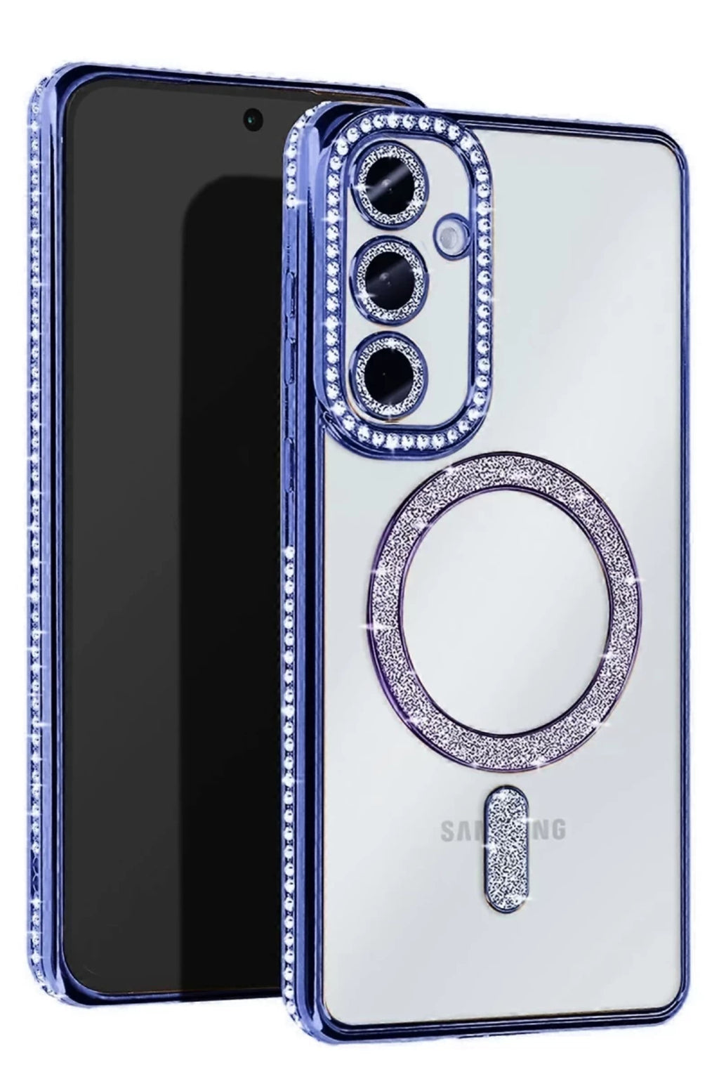 Samsung Galaxy A55 5G Uyumlu Joke Simli Magneticsafe Kılıf - Mavi