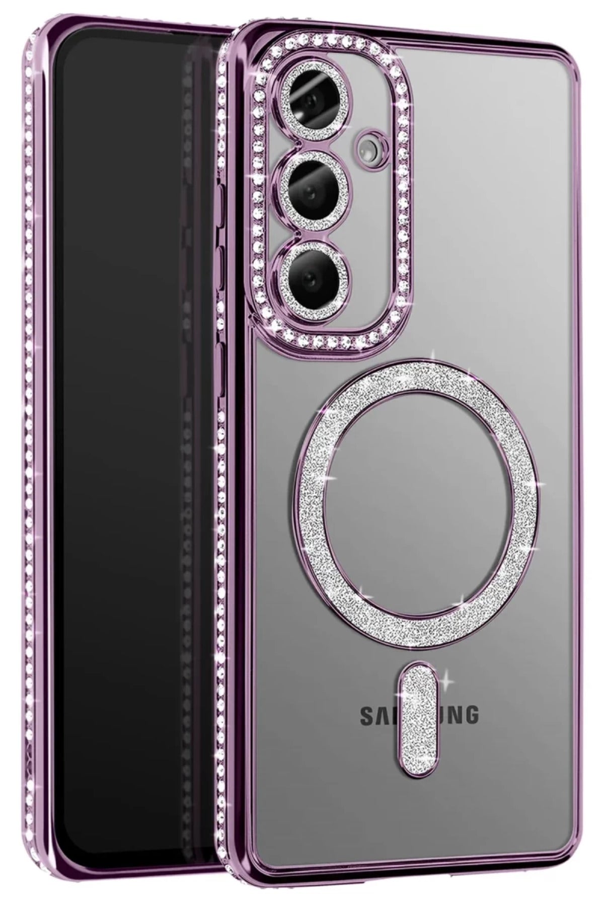 Samsung Galaxy S26 Plus Uyumlu Joke Simli Magneticsafe Kılıf - Derin Mor