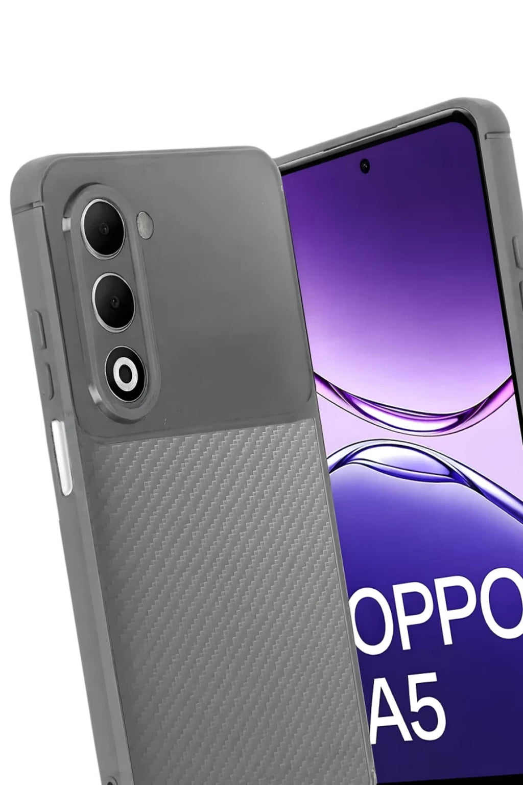 Oppo A5 4G Uyumlu Auto Focus Karbon Kapak - Gri