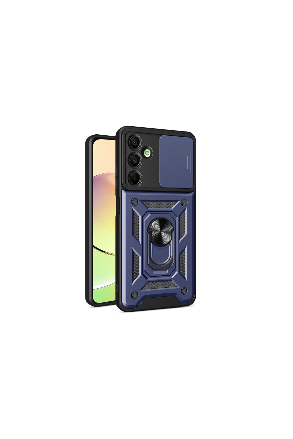 Samsung Galaxy A16 5G Uyumlu Kılıf Pars Lens Yüzüklü Silikon - Lacivert