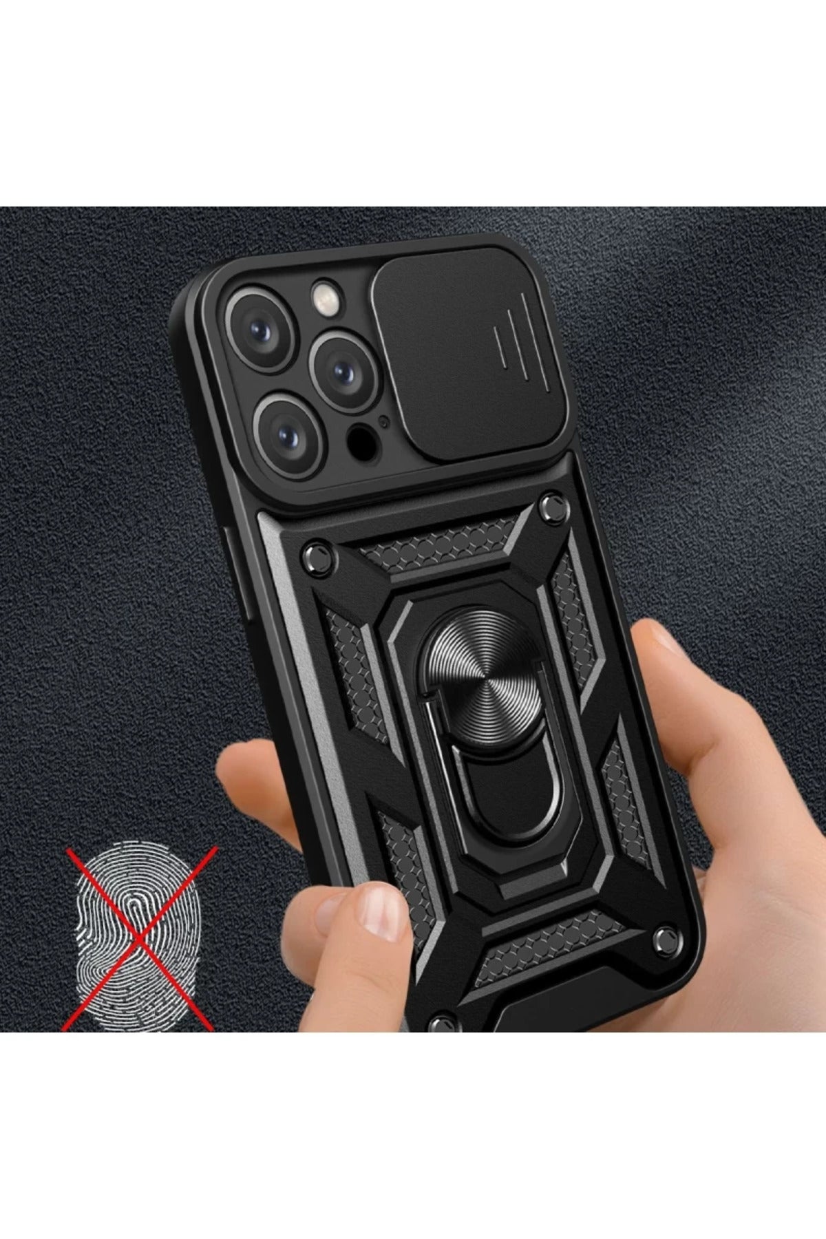 Apple iPhone 16 Pro Max Uyumlu Kılıf Pars Lens Yüzüklü Silikon - Kırmızı