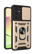Samsung Galaxy A25 5G Uyumlu Kılıf Pars Lens Yüzüklü Silikon - Gold