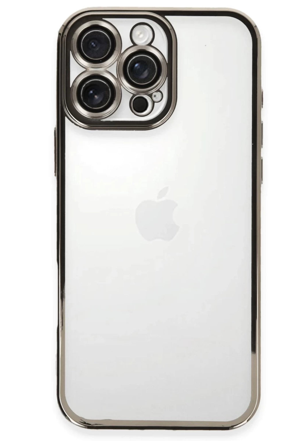 Apple iPhone 16 Pro Max Uyumlu Kılıf Lensli Silikon - Titanyum Gri