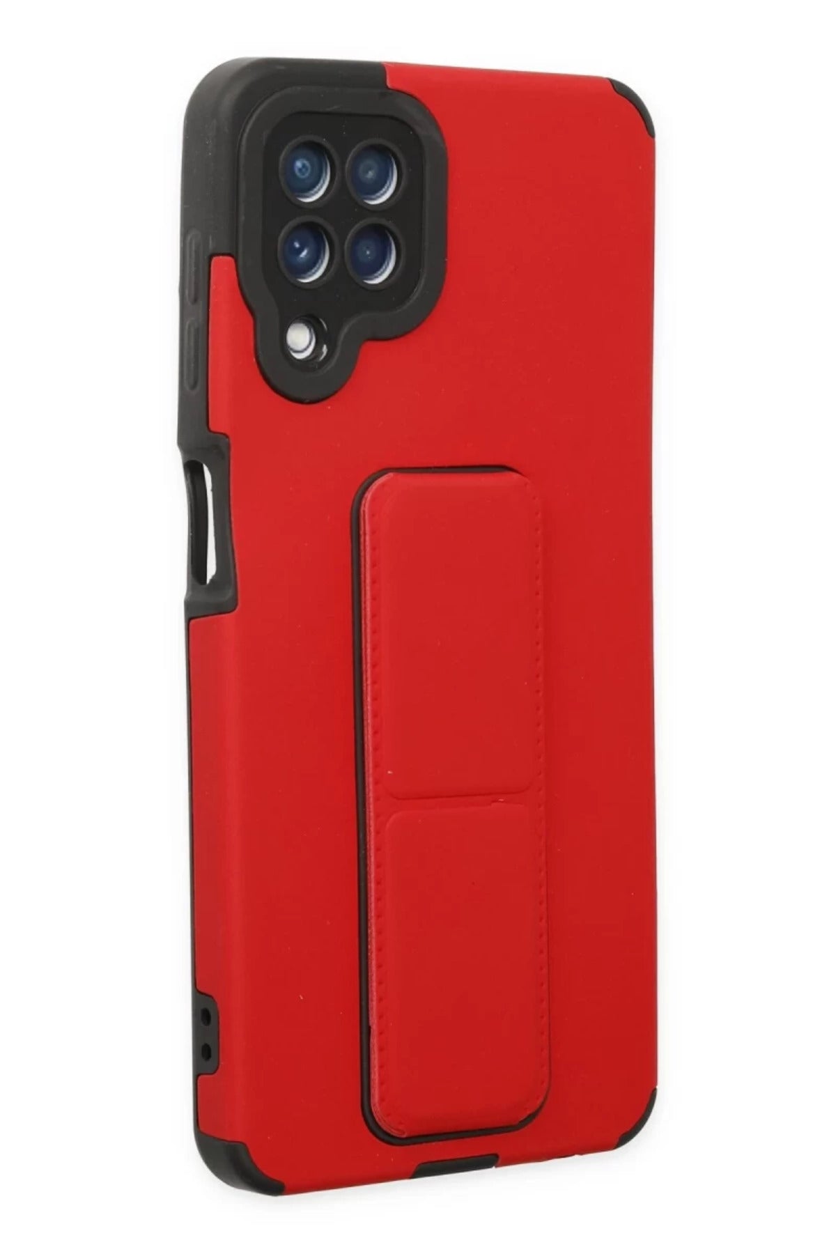 Samsung Galaxy A22 Uyumlu Kılıf Mega Standlı Silikon - Kırmızı