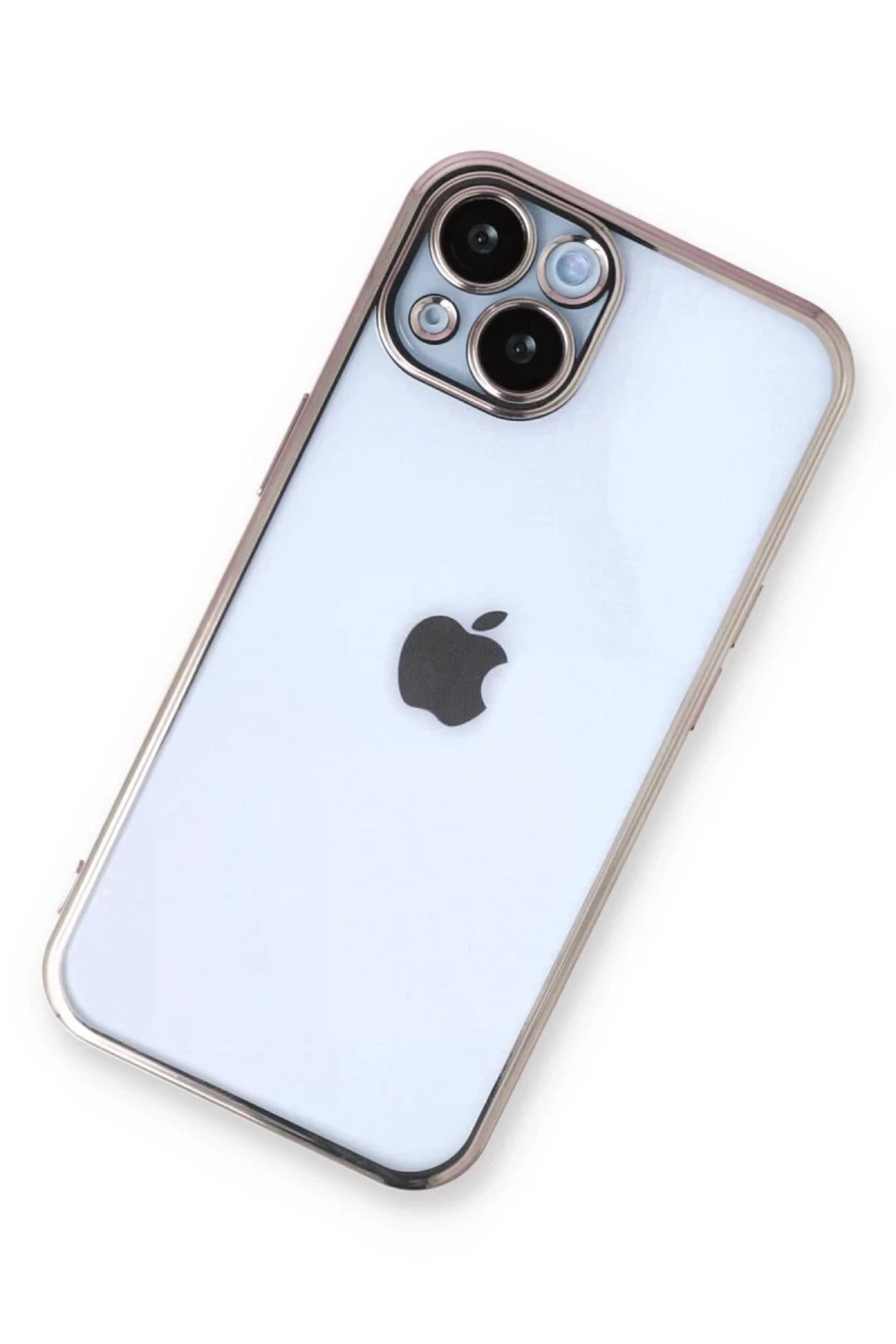 Apple iPhone 14 Uyumlu Kılıf Lensli Silikon - Gold