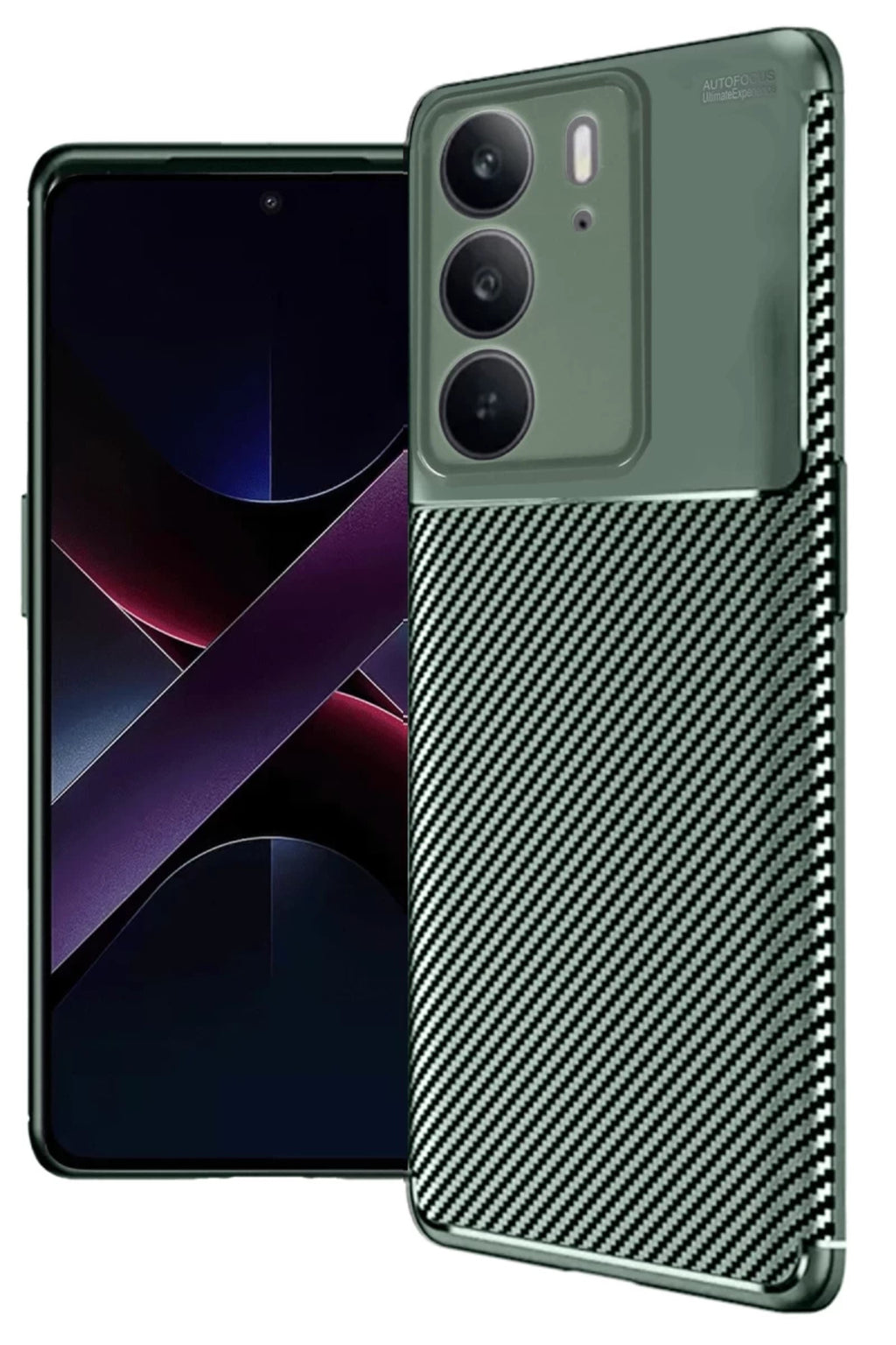 Realme C75 4G Uyumlu Auto Focus Karbon Kapak - Koyu Yeşil