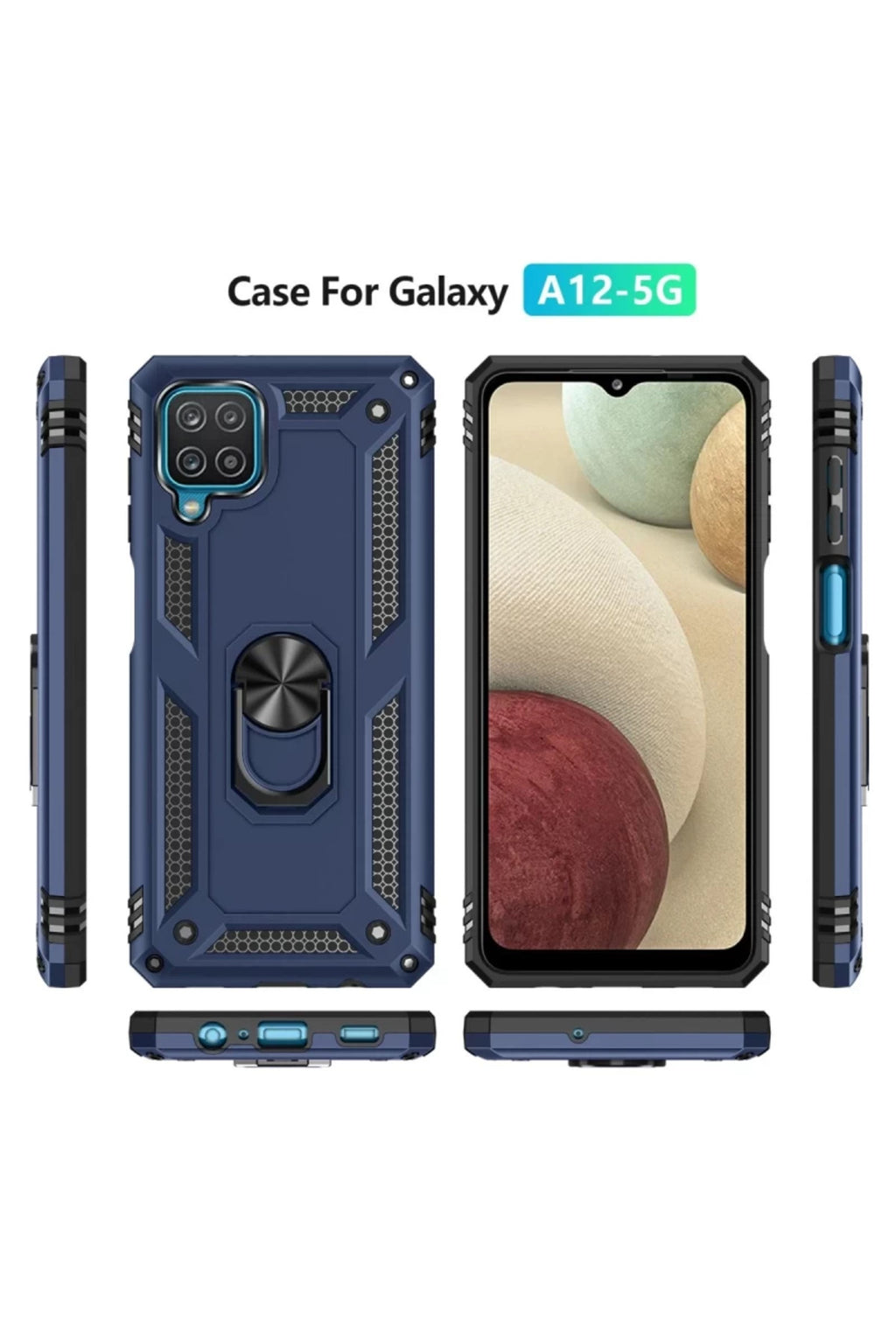Samsung Galaxy A22 Uyumlu Kılıf Sofya Yüzüklü Silikon Kapak - Lacivert