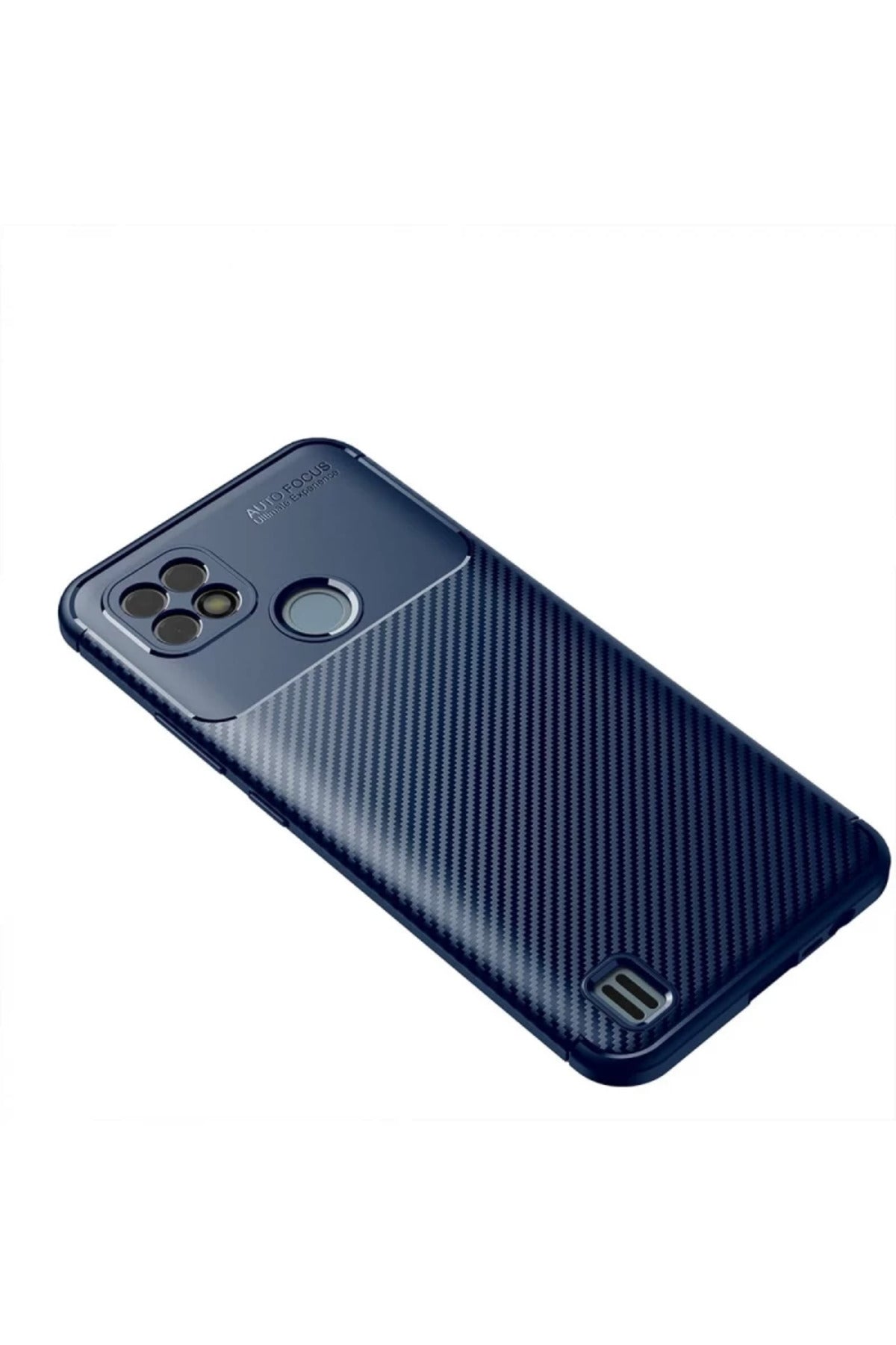 Realme C21 Uyumlu Kılıf Auto Focus Karbon Kapak - Lacivert