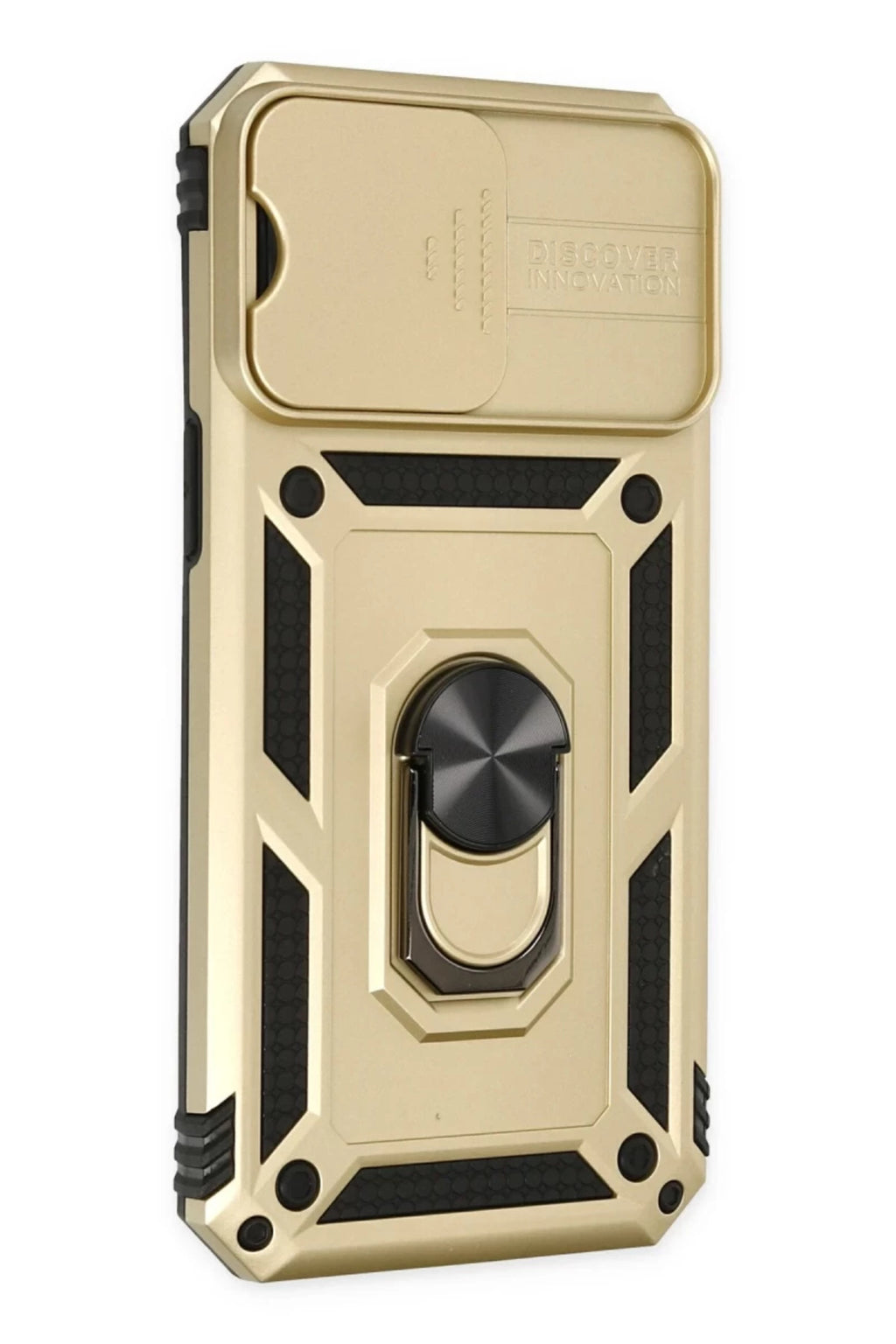 Apple iPhone 14 Pro Max Uyumlu Kılıf Pars Lens Yüzüklü Silikon - Gold