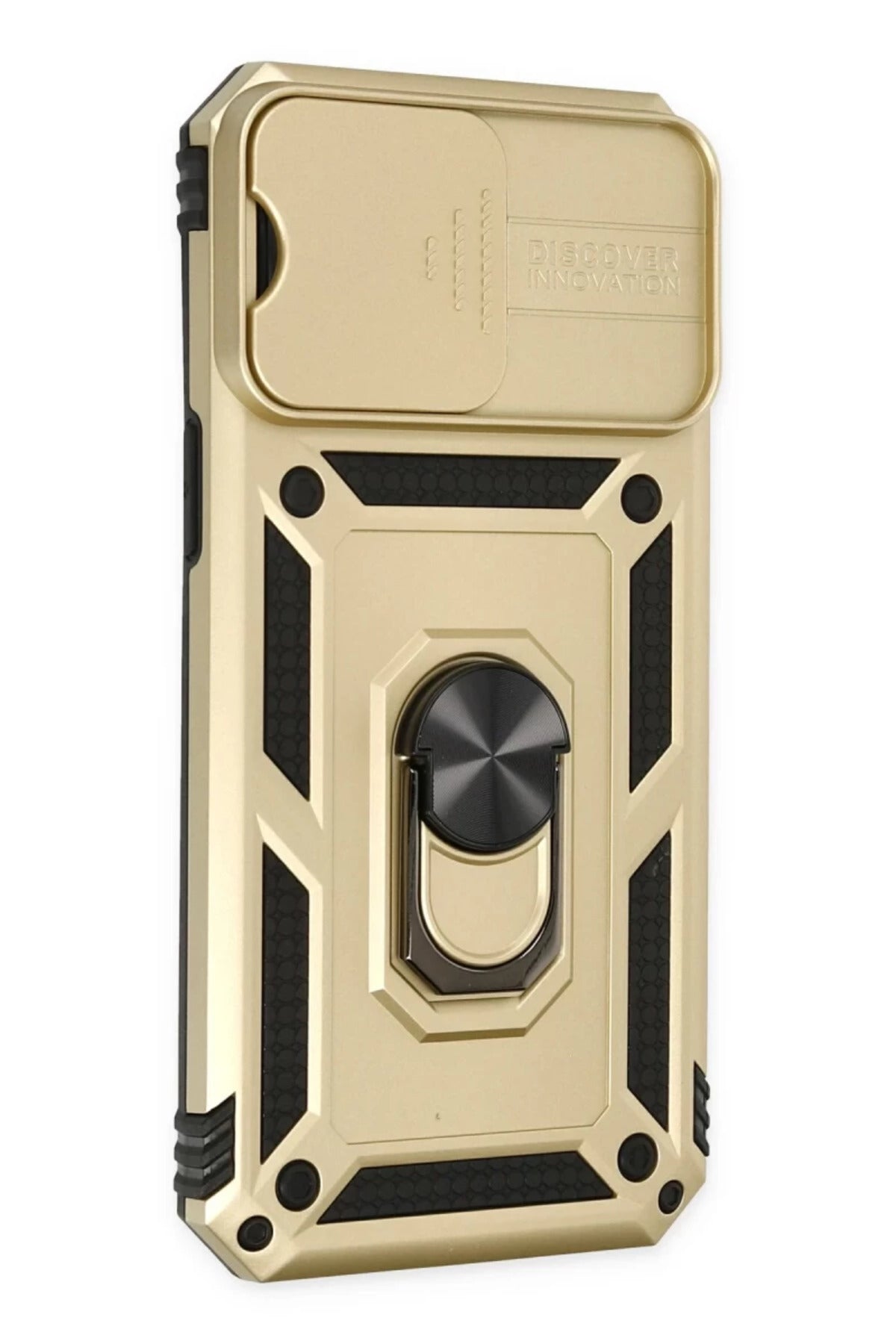 Apple iPhone 14 Pro Max Uyumlu Kılıf Pars Lens Yüzüklü Silikon - Gold