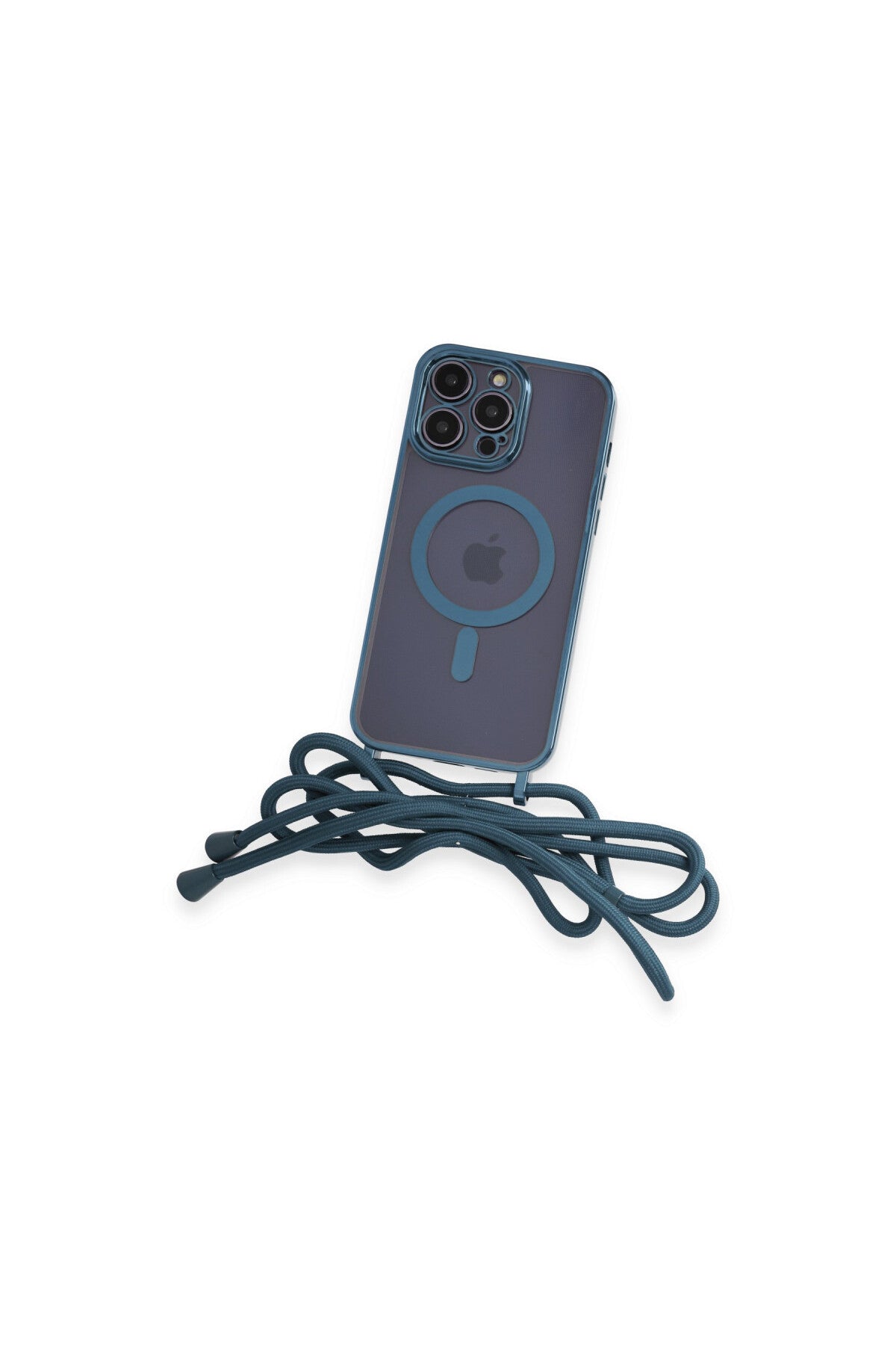 Apple iPhone 12 Pro Uyumlu Kılıf Divo Lazer Askılı Magsafe Kapak - Sierra Blue