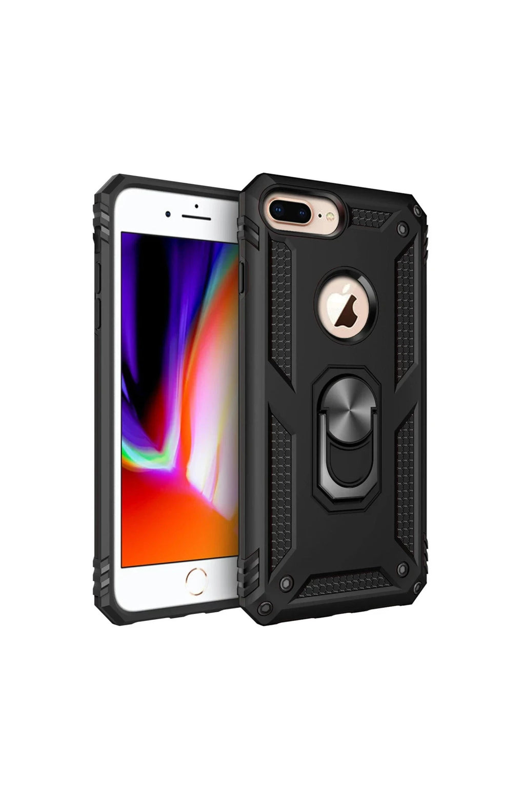 Apple iPhone 7 Plus Uyumlu Kılıf Sofya Yüzüklü Silikon Kapak - Siyah