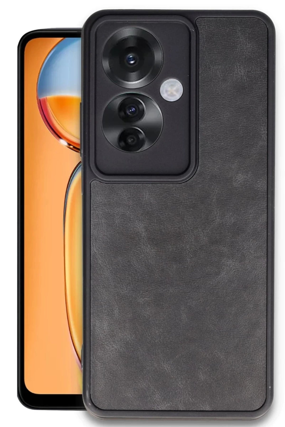 Oppo Reno 11F Uyumlu Kılıf Aras Deri Kapak - Siyah