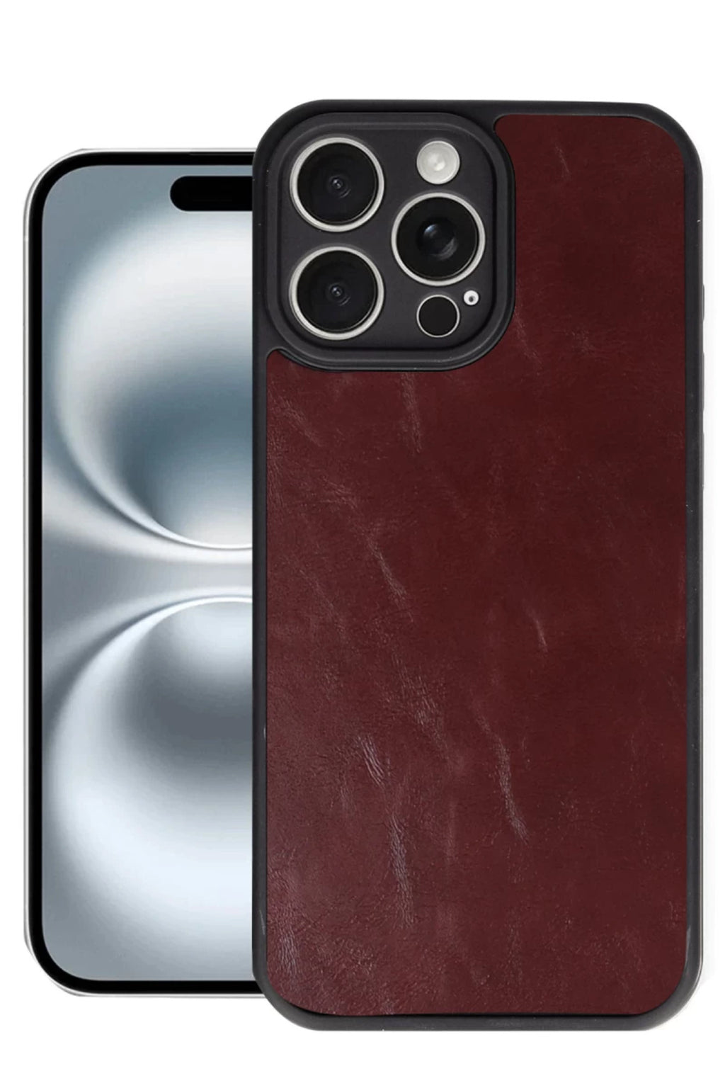 Apple iPhone 16 Pro Max Uyumlu Kılıf Aras Deri Kapak - Bordo