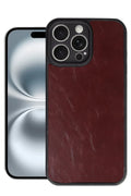 Apple iPhone 16 Pro Max Uyumlu Kılıf Aras Deri Kapak - Bordo