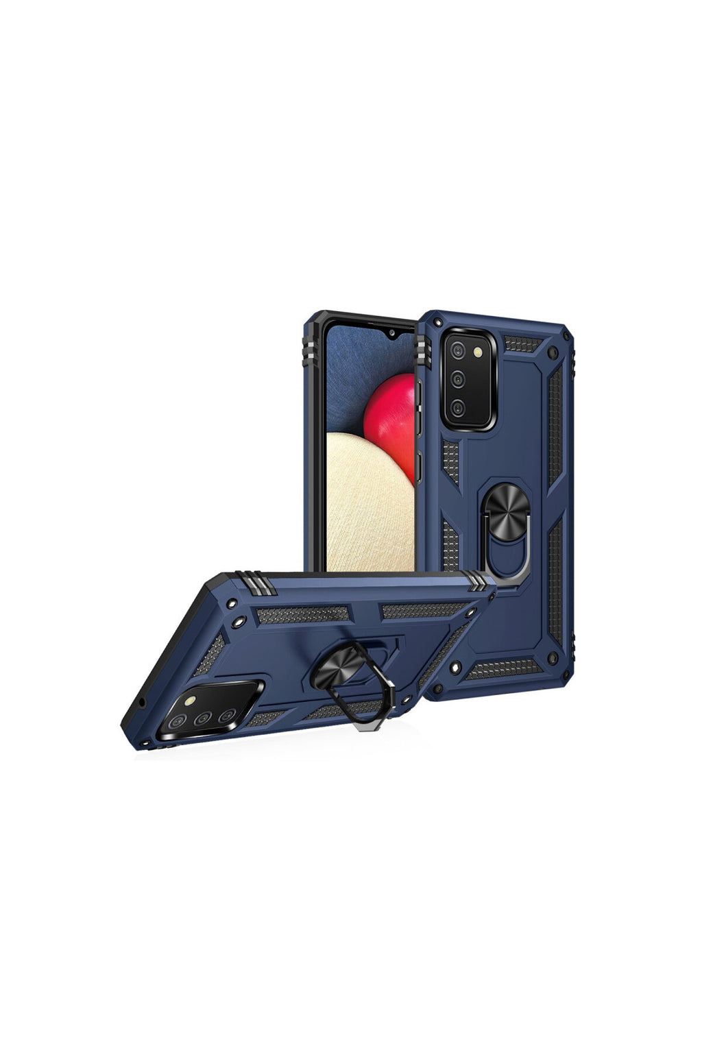 Samsung Galaxy A03S Uyumlu Kılıf Sofya Yüzüklü Silikon Kapak - Lacivert