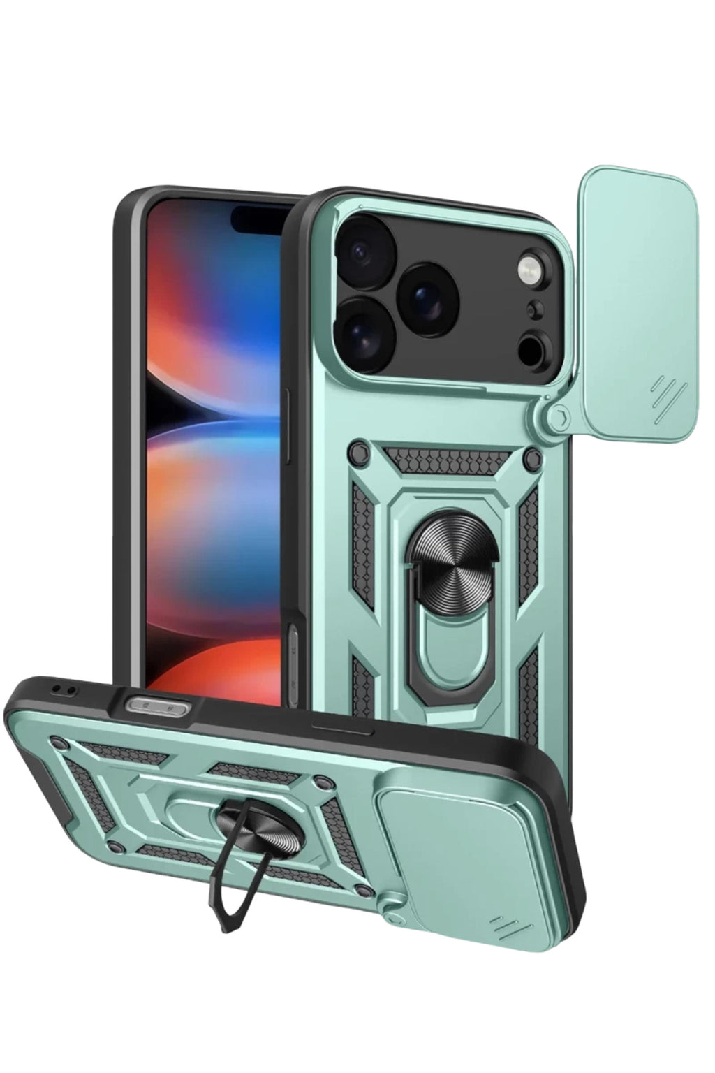 Apple iPhone 17 Pro Max Uyumlu Pars Lens Yüzüklü Silikon - Yeşil