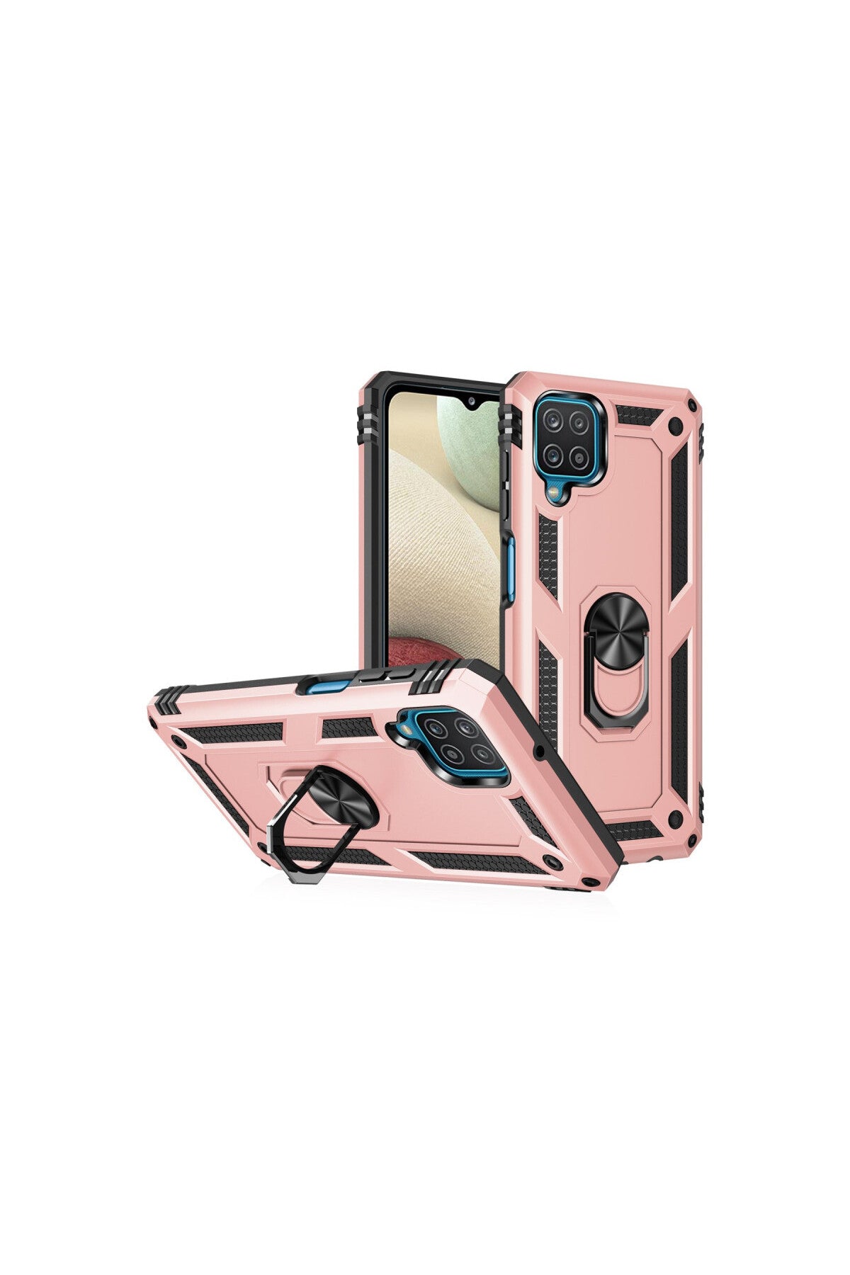Samsung Galaxy A22 Uyumlu Kılıf Sofya Yüzüklü Silikon Kapak - Rose