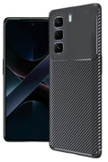 İnfinix Hot 50 4G Uyumlu Kılıf Auto Focus Karbon Kapak - Siyah