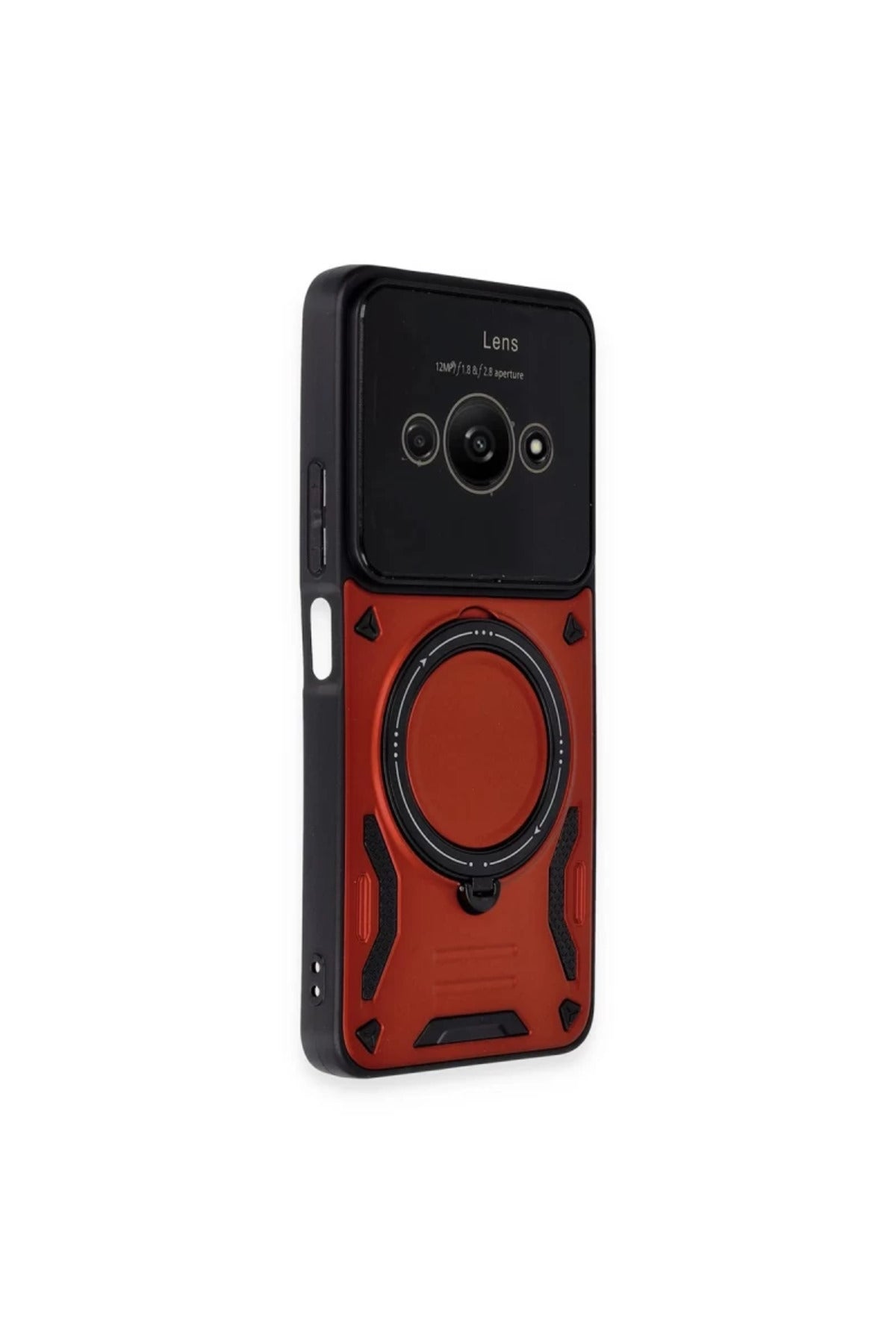 Xiaomi Poco C61 Uyumlu Kılıf Joy Lens Standlı Kapak - Kırmızı