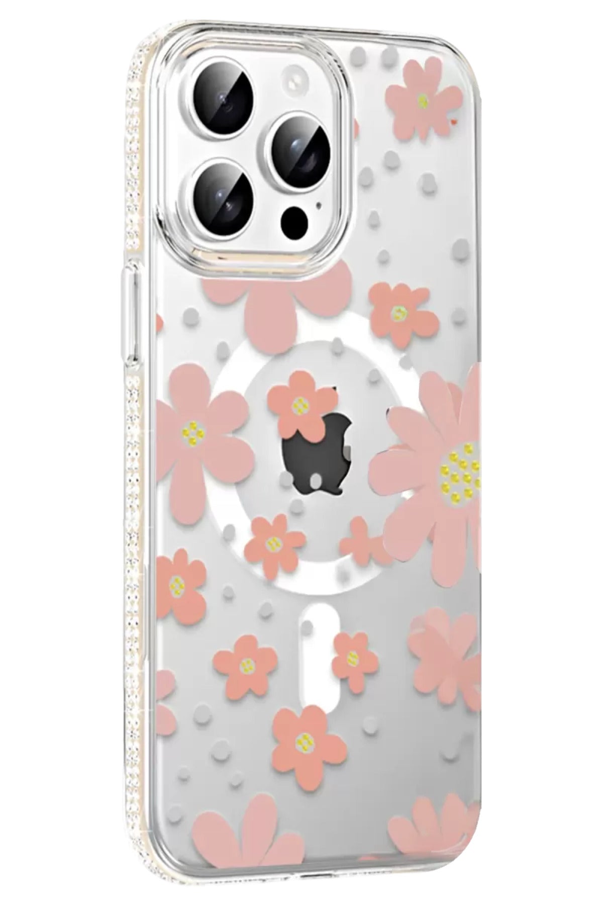 Joko Apple iPhone 14 Pro Max Uyumlu Floral Magsafe Kapak - Pembe