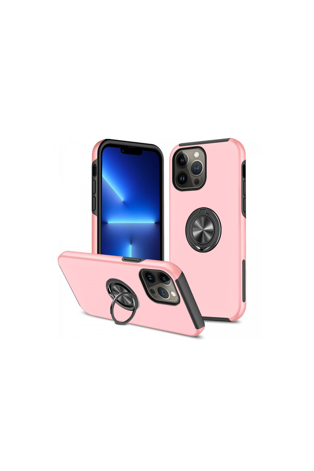 Apple iPhone 13 Pro Uyumlu Kılıf Elit Yüzüklü Kapak - Pembe