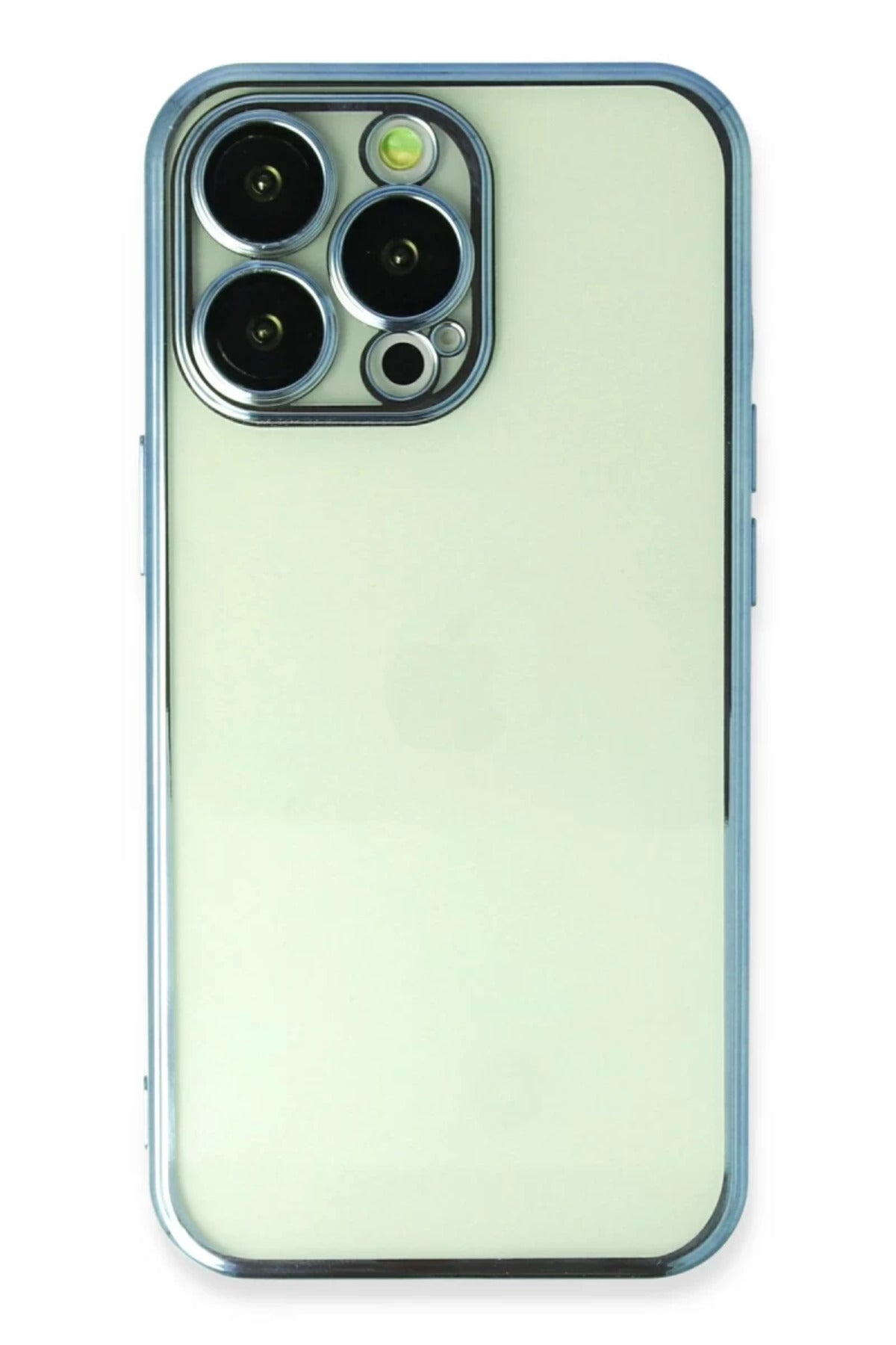 Apple iPhone 13 Pro Uyumlu Kılıf Lensli Silikon - Açık Mavi