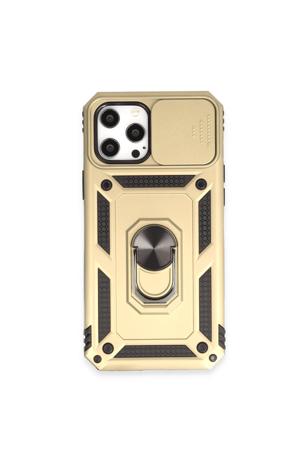 Apple iPhone 12 Pro Max Uyumlu Kılıf Pars Lens Yüzüklü Silikon - Gold