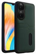 Oppo A38 Uyumlu Sara Kartvizitli Deri Kılıf - Yeşil