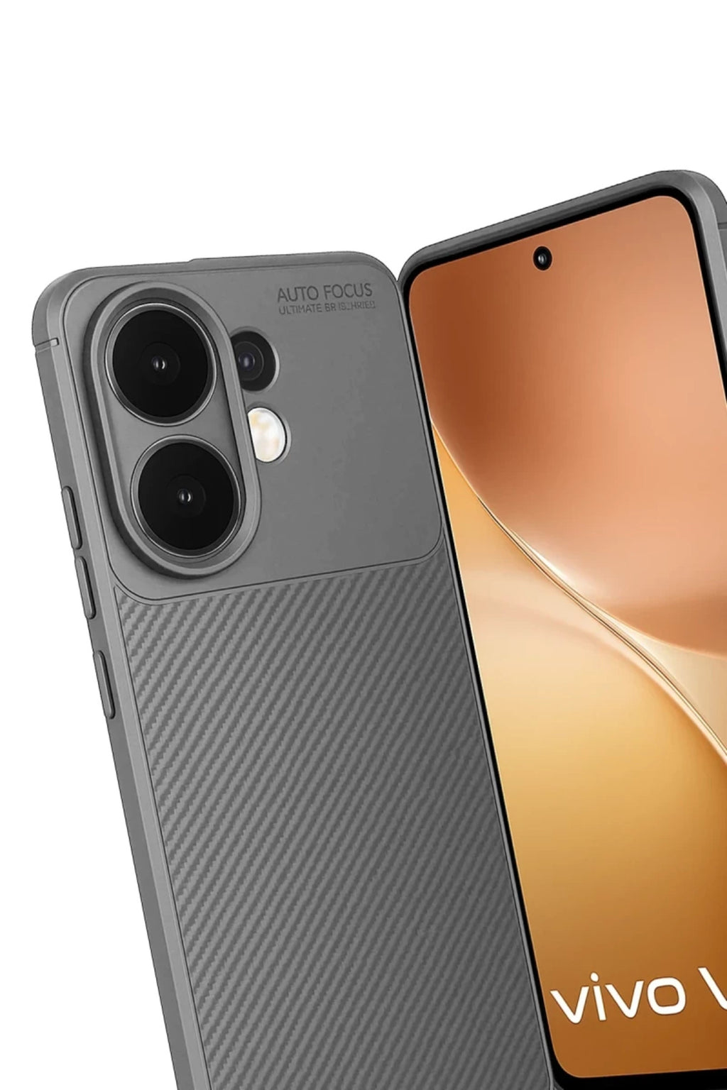 Vivo V60 5G Uyumlu Auto Focus Karbon Kapak - Gri