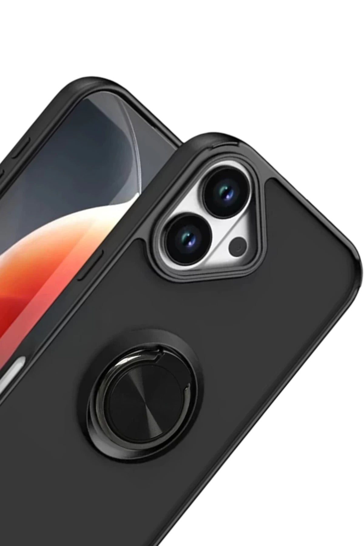 Apple iPhone 17 Uyumlu Montreal Yüzüklü Silikon Kapak - Siyah