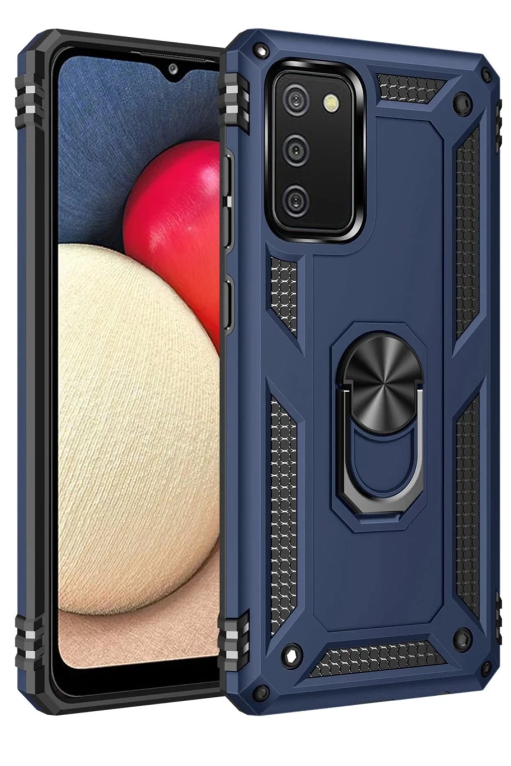 Samsung Galaxy A03S Uyumlu Kılıf Sofya Yüzüklü Silikon Kapak - Lacivert